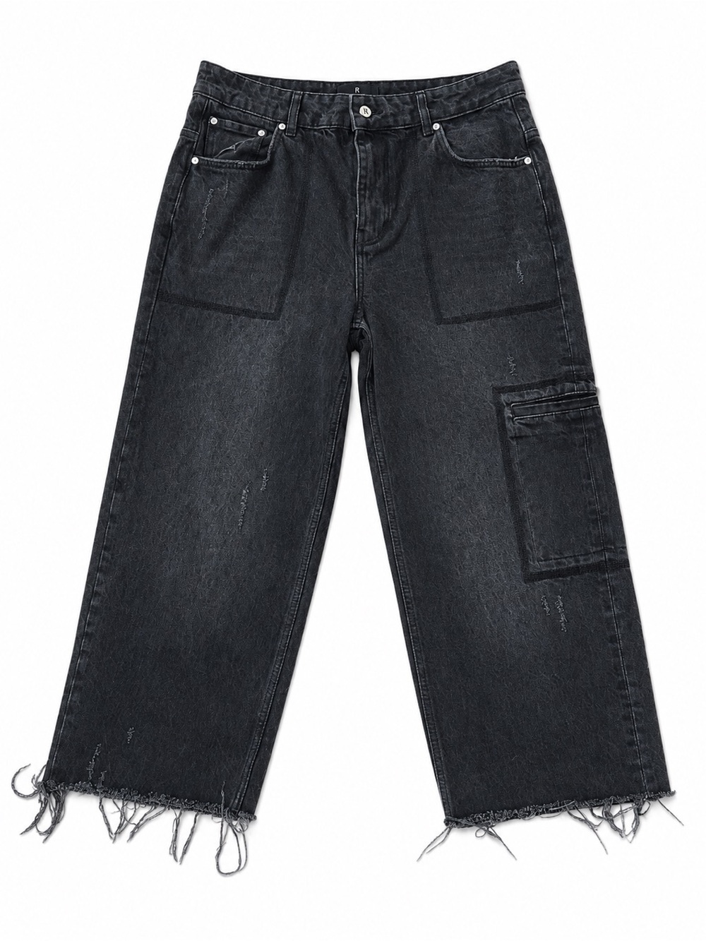 Represent Washed Black Distressed Carpenter Jeans Size 32 Raw Hem Streetwear men